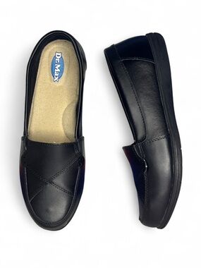 Women’s Dr Max Black Leather Loafers Size 9 Casual Walking Shoes